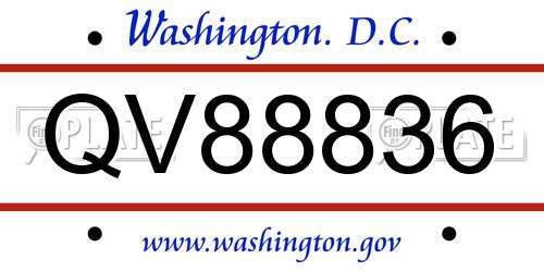 QV88836 District Of Columbia License Plate