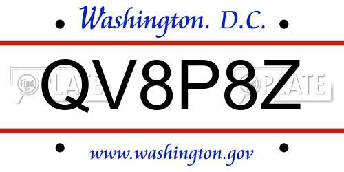 QV8P8Z District Of Columbia License Plate