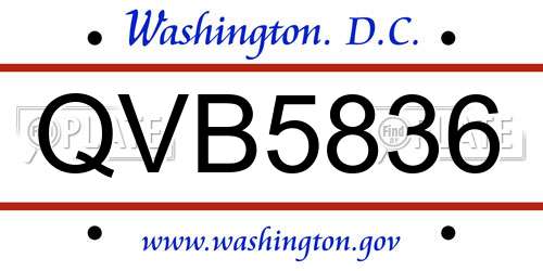 QVB5836 District Of Columbia License Plate