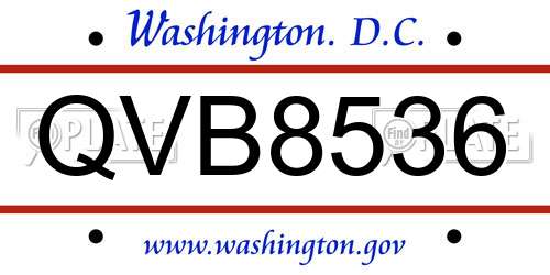 QVB8536 District Of Columbia License Plate