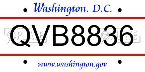 QVB8836 District Of Columbia License Plate