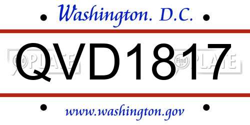 QVD1817 District Of Columbia License Plate