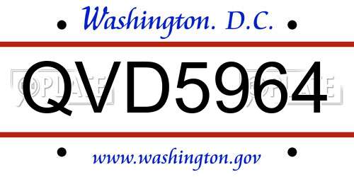 QVD5964 District Of Columbia License Plate