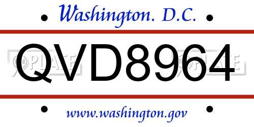 QVD8964 District Of Columbia License Plate