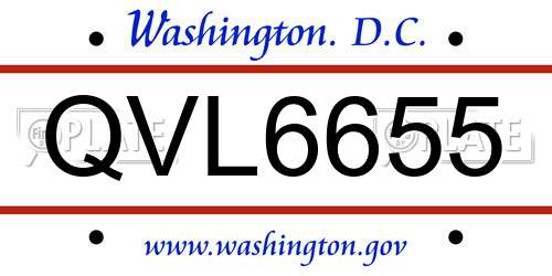 QVL6655 District Of Columbia License Plate