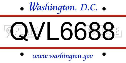 QVL6688 District Of Columbia License Plate