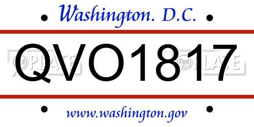 QVO1817 District Of Columbia License Plate