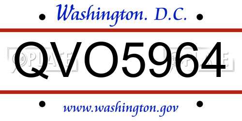 QVO5964 District Of Columbia License Plate
