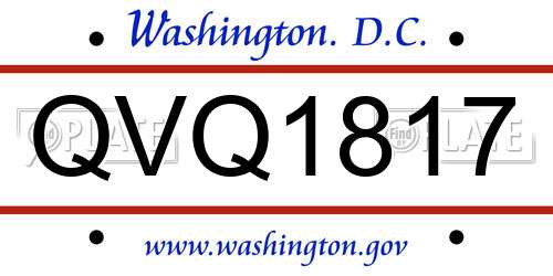 QVQ1817 District Of Columbia License Plate