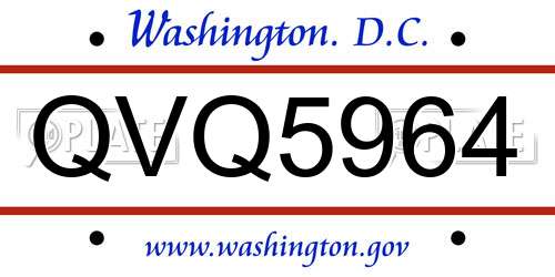 QVQ5964 District Of Columbia License Plate