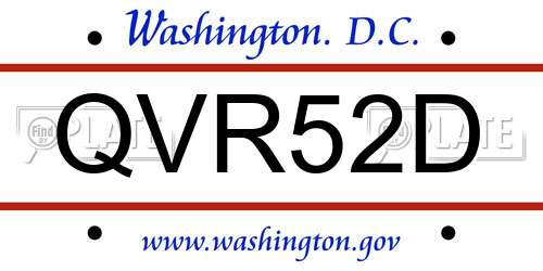 QVR52D District Of Columbia License Plate