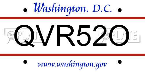 QVR52O District Of Columbia License Plate