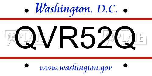 QVR52Q District Of Columbia License Plate