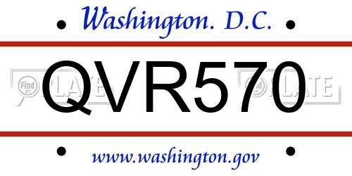 QVR570 District Of Columbia License Plate