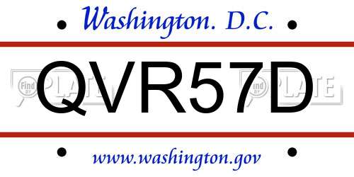 QVR57D District Of Columbia License Plate