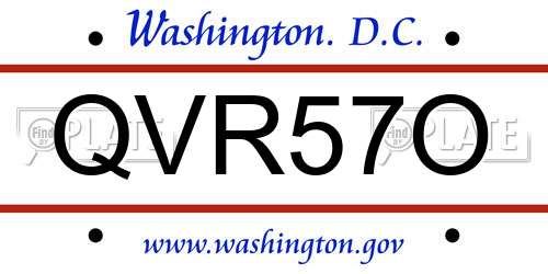 QVR57O District Of Columbia License Plate