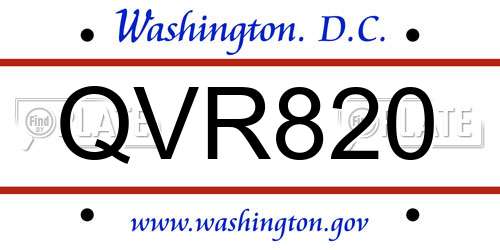 QVR820 District Of Columbia License Plate