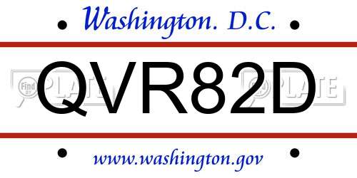 QVR82D District Of Columbia License Plate