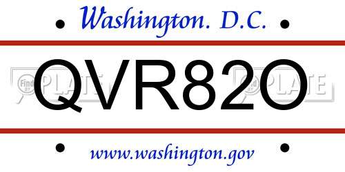 QVR82O District Of Columbia License Plate