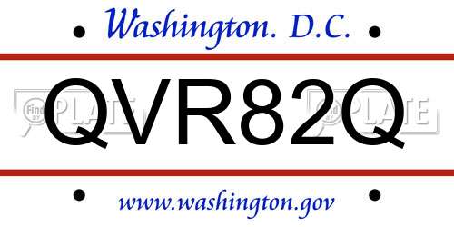 QVR82Q District Of Columbia License Plate