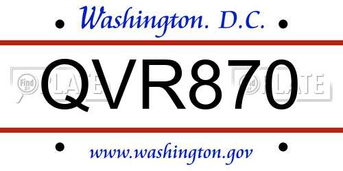 QVR870 District Of Columbia License Plate