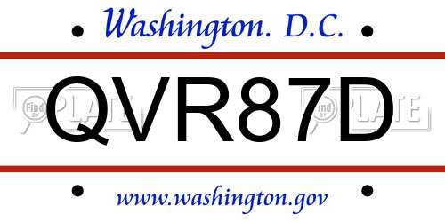 QVR87D District Of Columbia License Plate