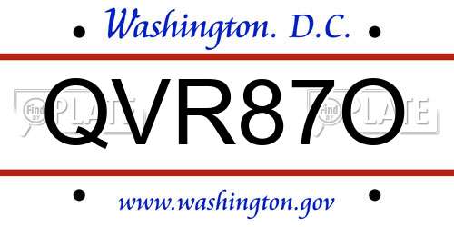 QVR87O District Of Columbia License Plate