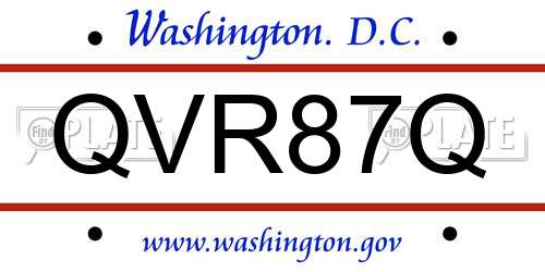 QVR87Q District Of Columbia License Plate