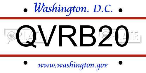 QVRB20 District Of Columbia License Plate