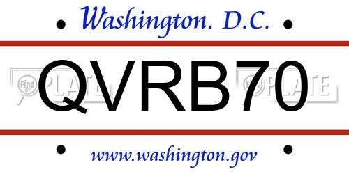 QVRB70 District Of Columbia License Plate