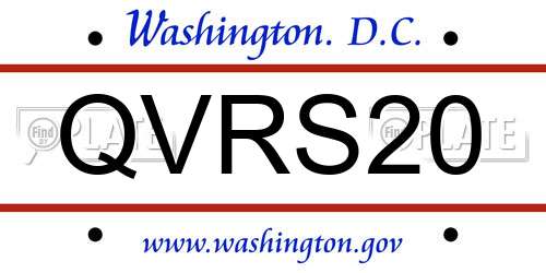 QVRS20 District Of Columbia License Plate