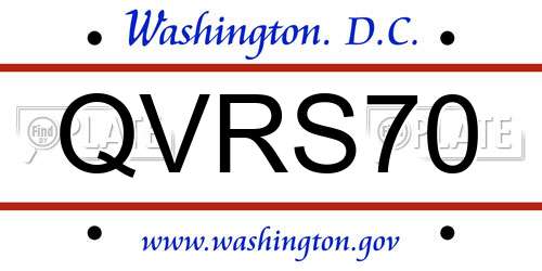 QVRS70 District Of Columbia License Plate