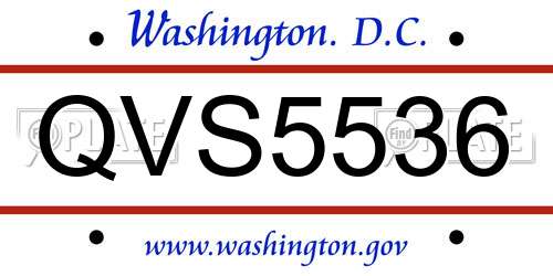 QVS5536 District Of Columbia License Plate