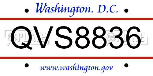 QVS8836 District Of Columbia License Plate