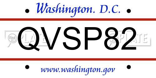QVSP82 District Of Columbia License Plate
