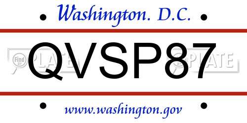 QVSP87 District Of Columbia License Plate