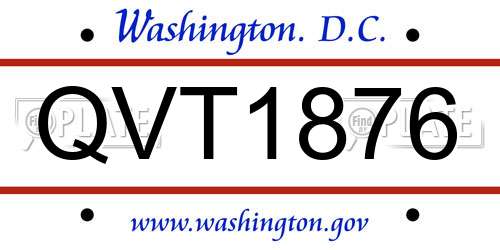 QVT1876 District Of Columbia License Plate