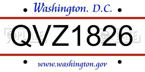 QVZ1826 District Of Columbia License Plate
