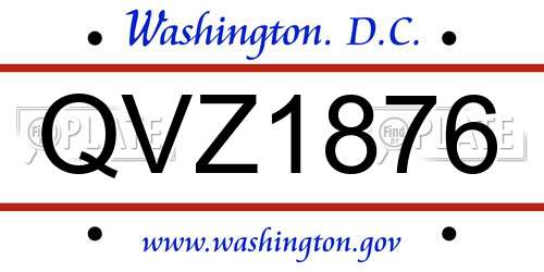 QVZ1876 District Of Columbia License Plate