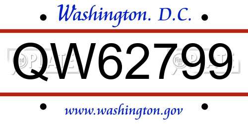 QW62799 District Of Columbia License Plate