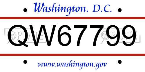 QW67799 District Of Columbia License Plate