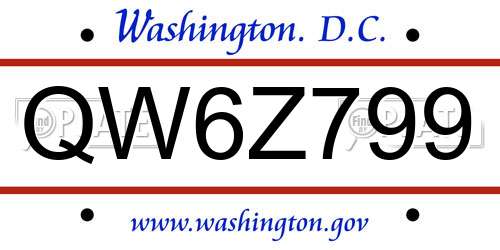 QW6Z799 District Of Columbia License Plate