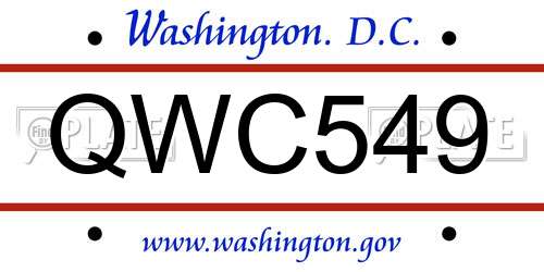 QWC549 District Of Columbia License Plate