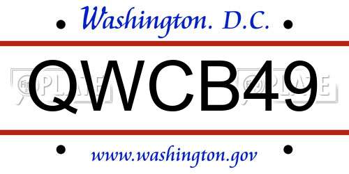 QWCB49 District Of Columbia License Plate