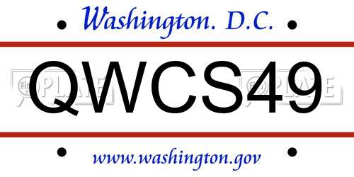 QWCS49 District Of Columbia License Plate