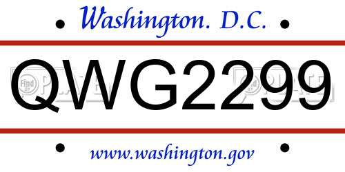 QWG2299 District Of Columbia License Plate