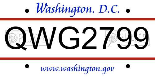 QWG2799 District Of Columbia License Plate