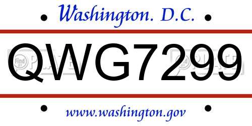 QWG7299 District Of Columbia License Plate