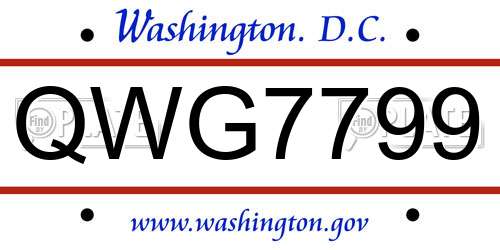 QWG7799 District Of Columbia License Plate