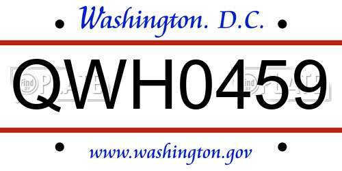 QWH0459 District Of Columbia License Plate